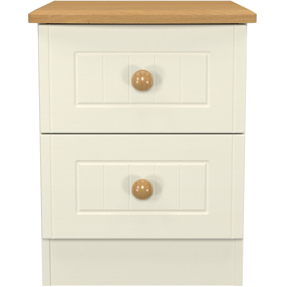 Crowndale Warwick 2 Drawer Cream Ash and Oak Bedside Cabinet Image 2