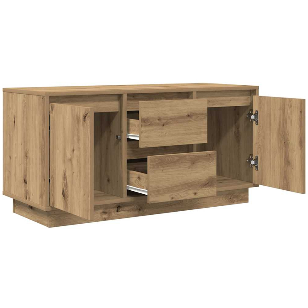 vidaXL 2 Door 2 Drawer Artisan Oak TV Cabinet with LED Lights Image 6