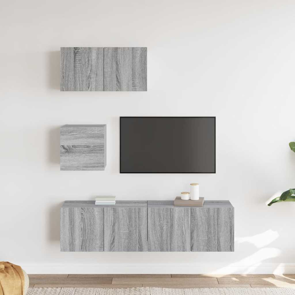 vidaXL 7 Door Grey Sonoma TV Cabinet Image 3
