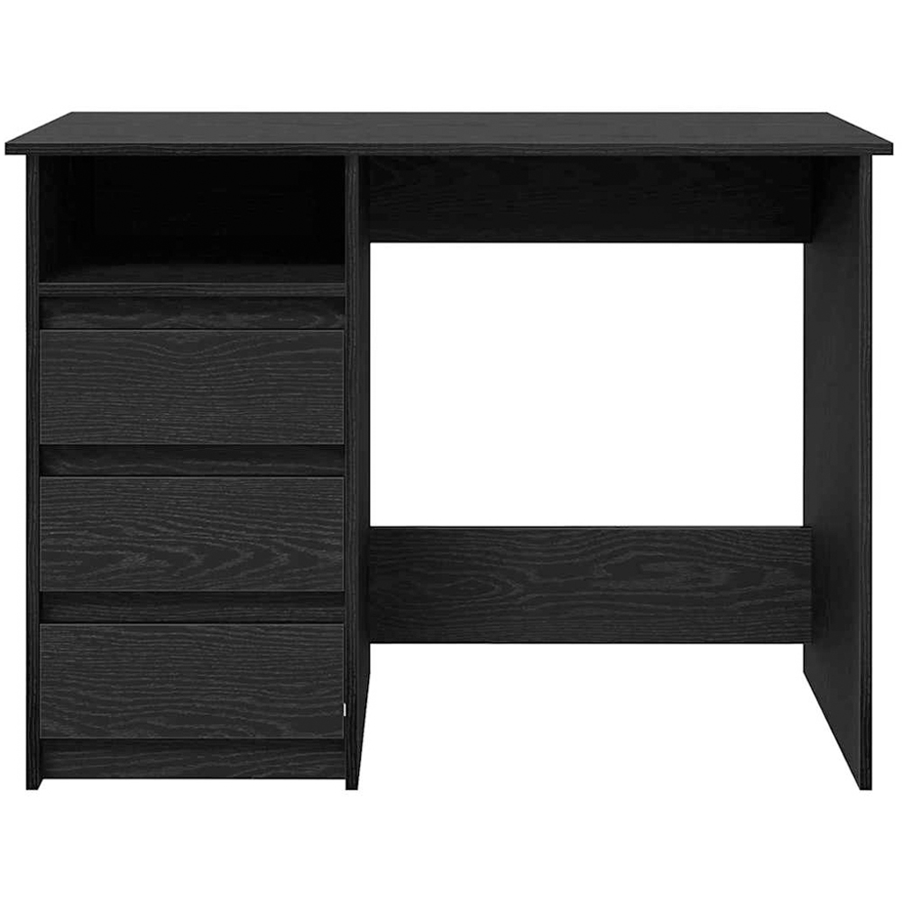 vidaXL 3 Drawer Single Shelf Computer Desk Black Image 3