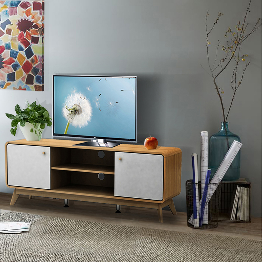 Loft24 Cassie 2 Door 2 Shelf White Oak TV Stand Image 6