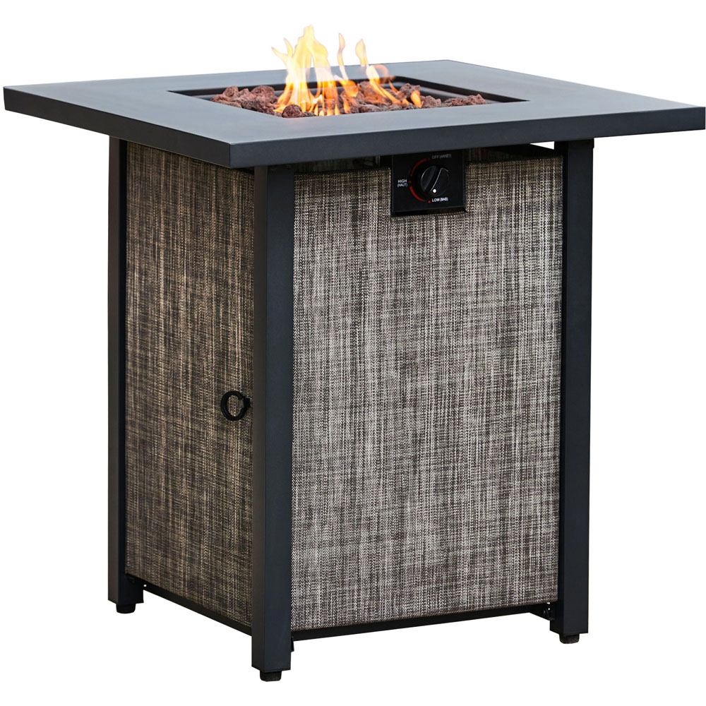 Teamson Home Textilene Metal and Propane Firepit with Lava Rock and Regulator Image 1