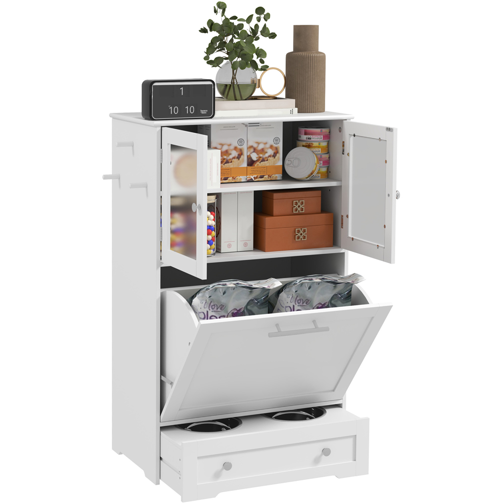 PawHut 2 Cabinet 2 Bowl White Dog Feeding Station Image 3