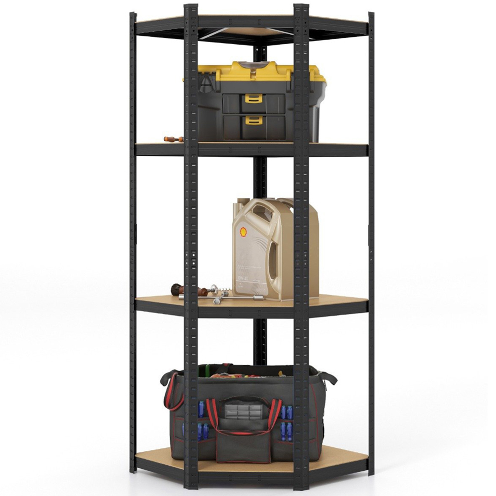 Costway 4 Shelf Black Heavy Duty Corner Shelving Unit Image 3