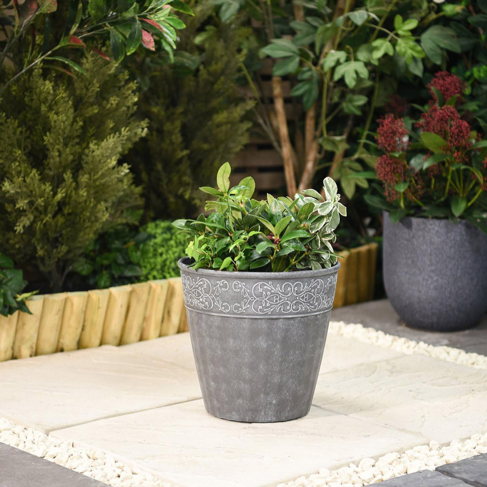 Garden Gear Damask Lead Effect Planter 28cm 2 Pack Image 2