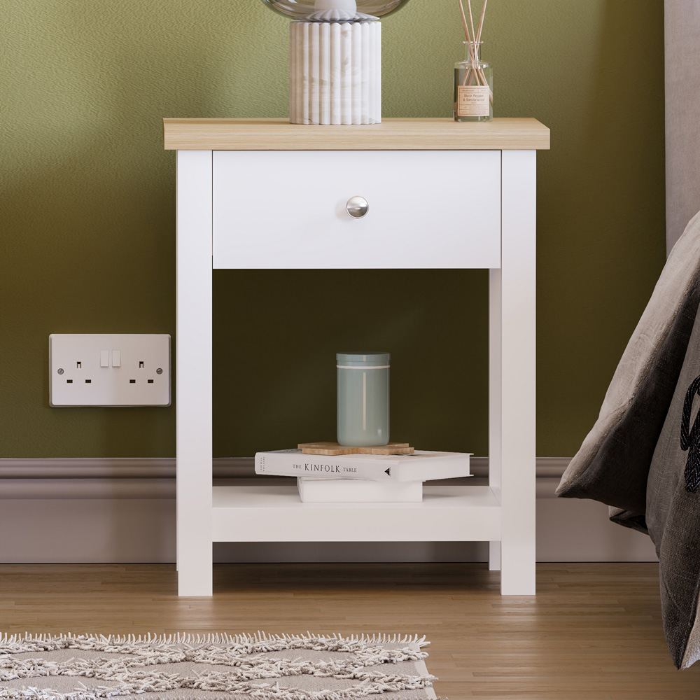 Vida Designs Arlington Single Drawer White Bedside Table Image 6