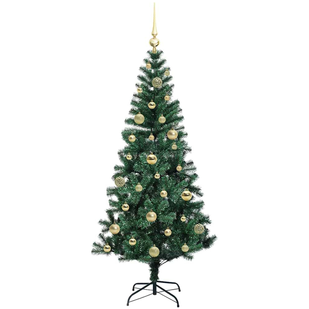 vidaXL Pre-Lit Gold Baubles Green Artificial Christmas Tree 5ft Image 4