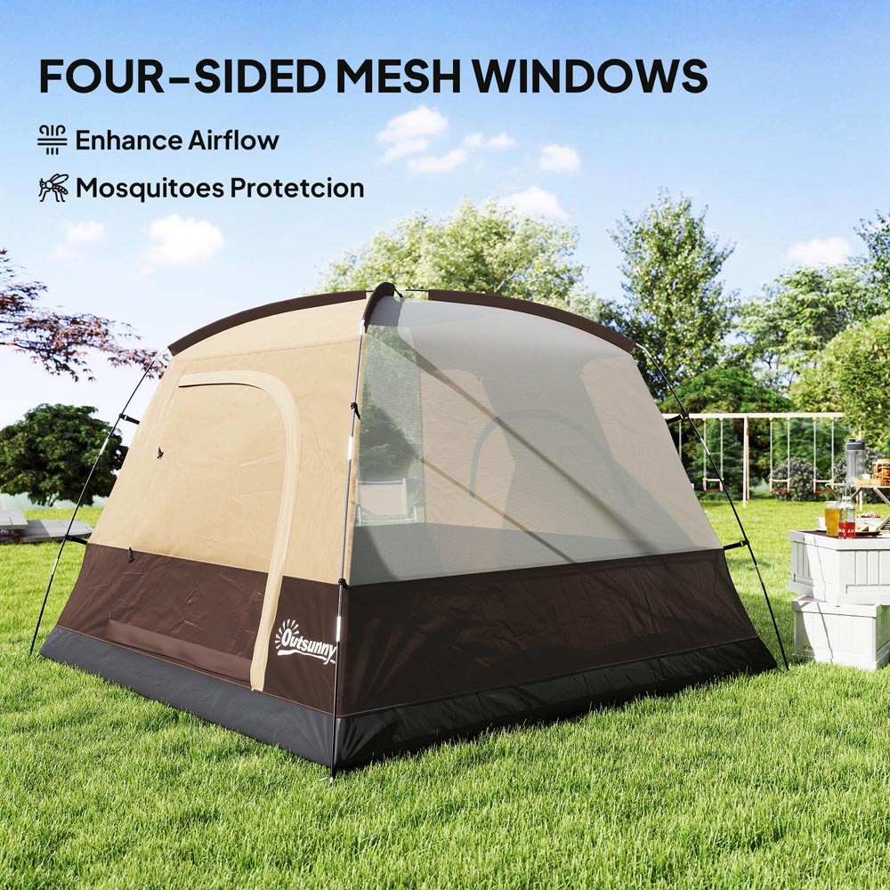 Outsunny 3-4 Person Brown Waterproof Camping Tent Image 7
