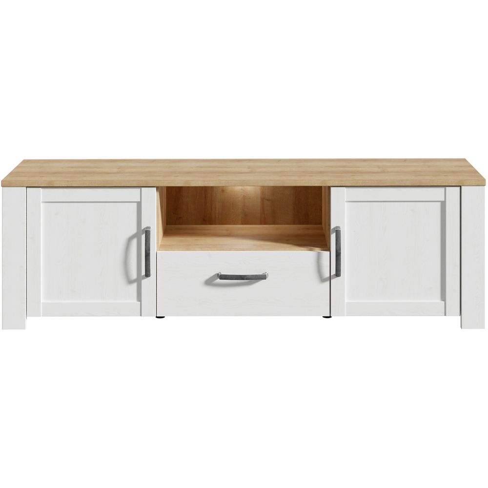 Florence Bohol 2 Door Single Drawer White Riviera Oak TV Unit Image 3