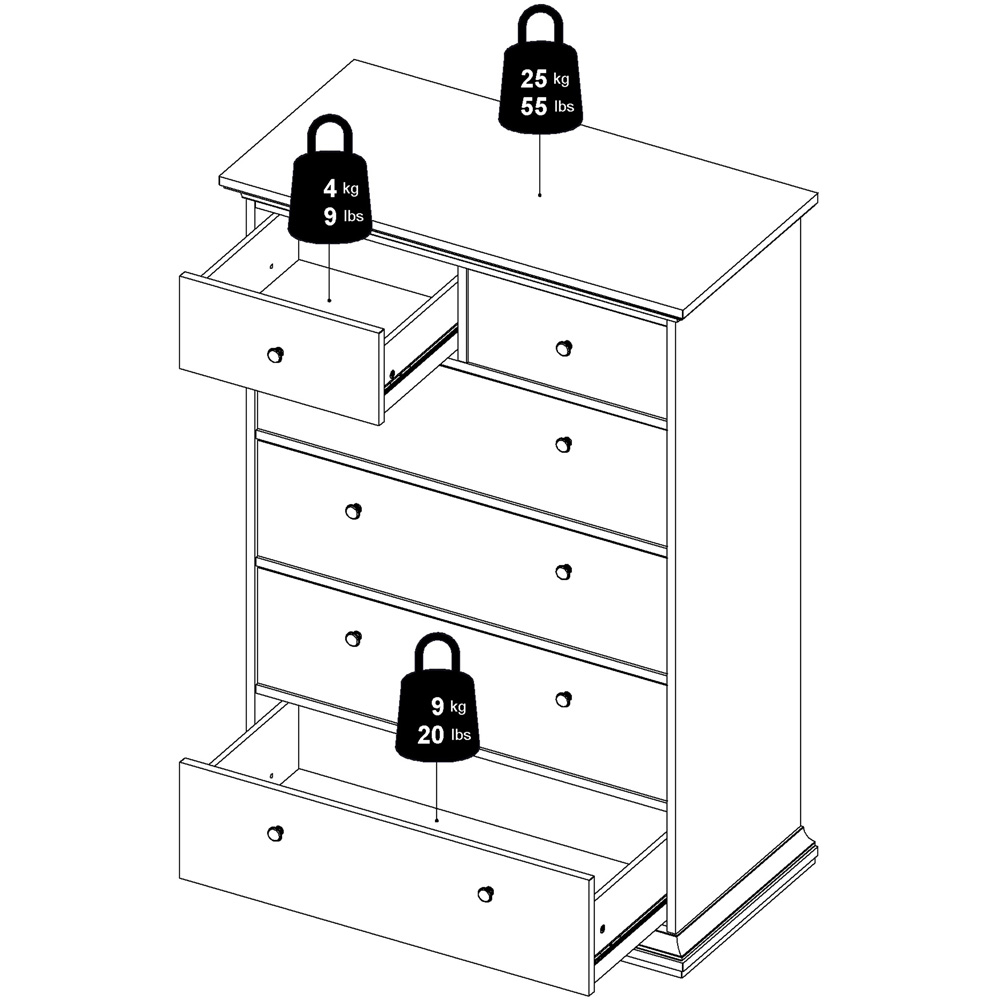Florence Paris 6 Drawer White Chest of Drawers Image 9