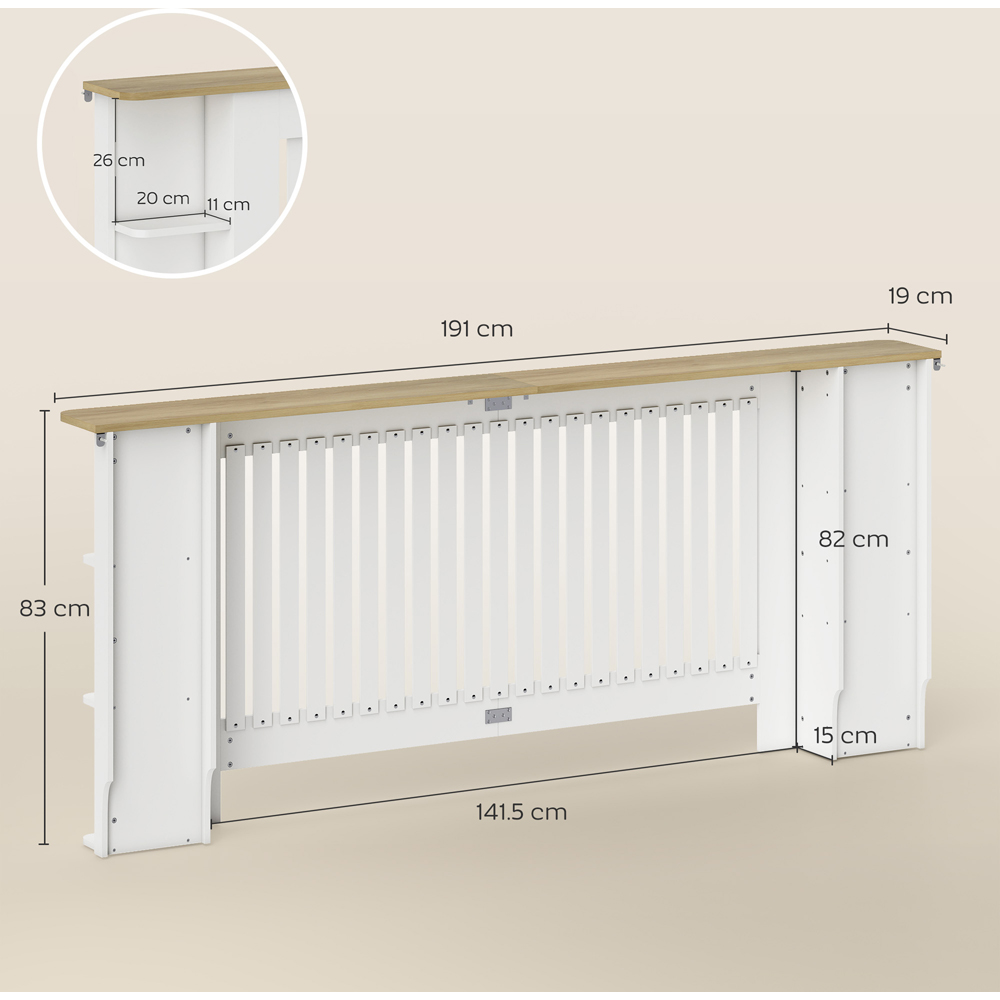 HOMCOM White Vertical Slatted Extra Large Heater Cover Image 9