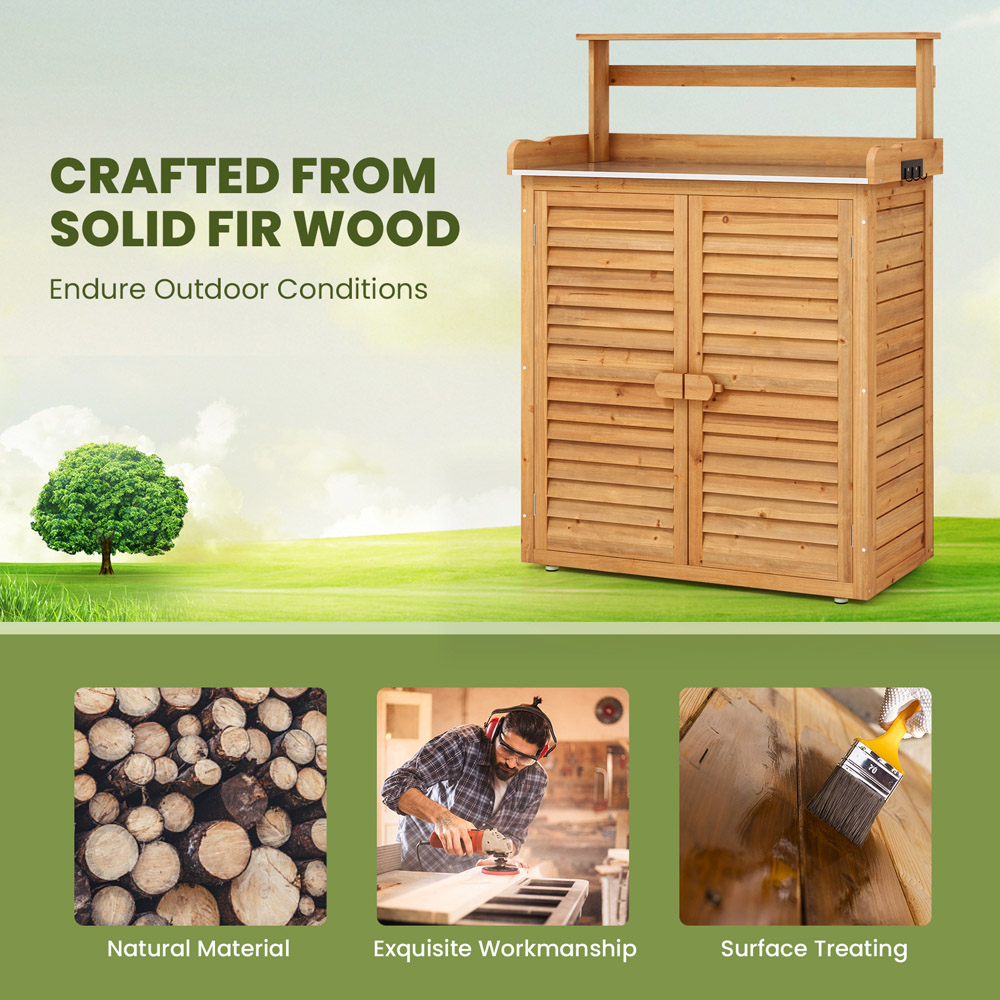 Costway Natural Wooden Storage Cabinet Image 8