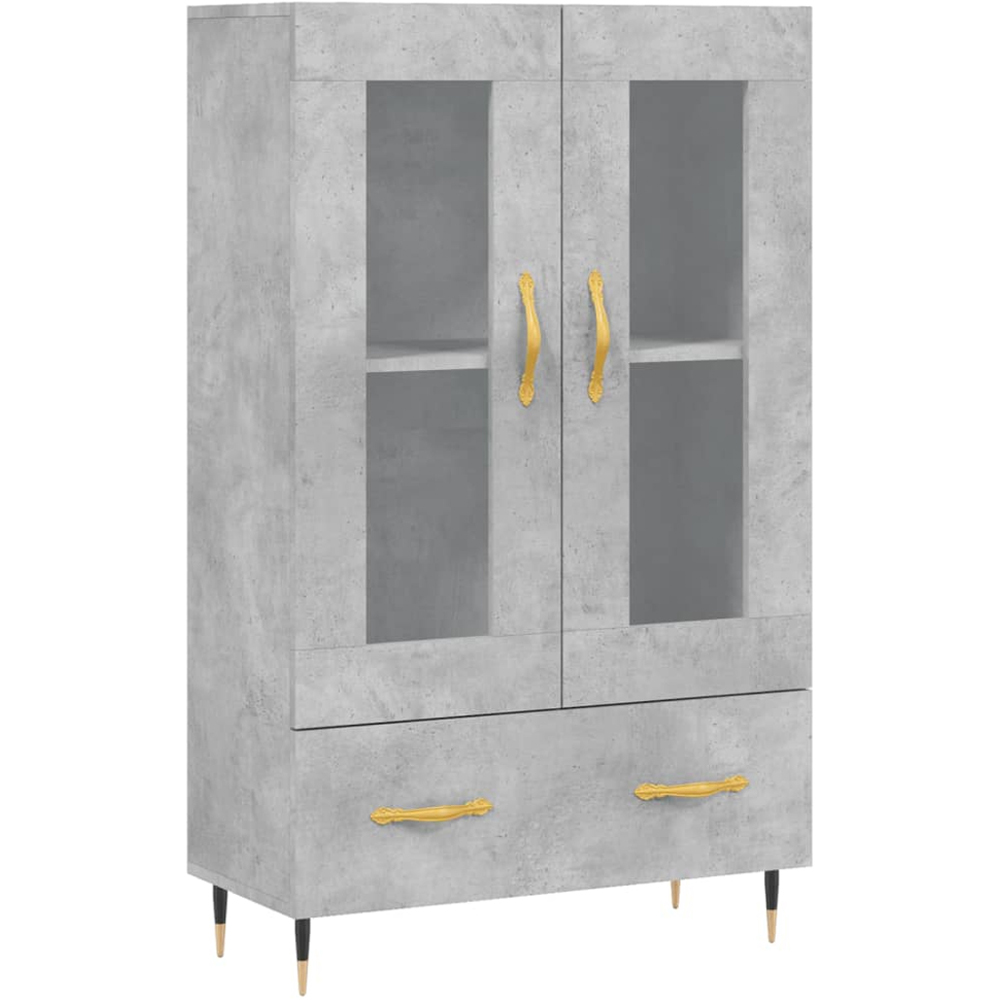 vidaXL 2 Glass Door Single Drawer Concrete Grey Highboard Image 2