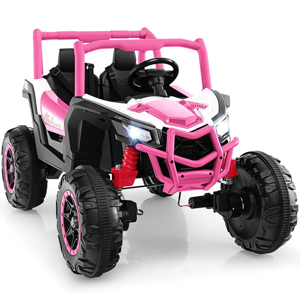 Costway Kids Pink Ride On UTV Car with 4 Engine and Remote Control 24V Image 3