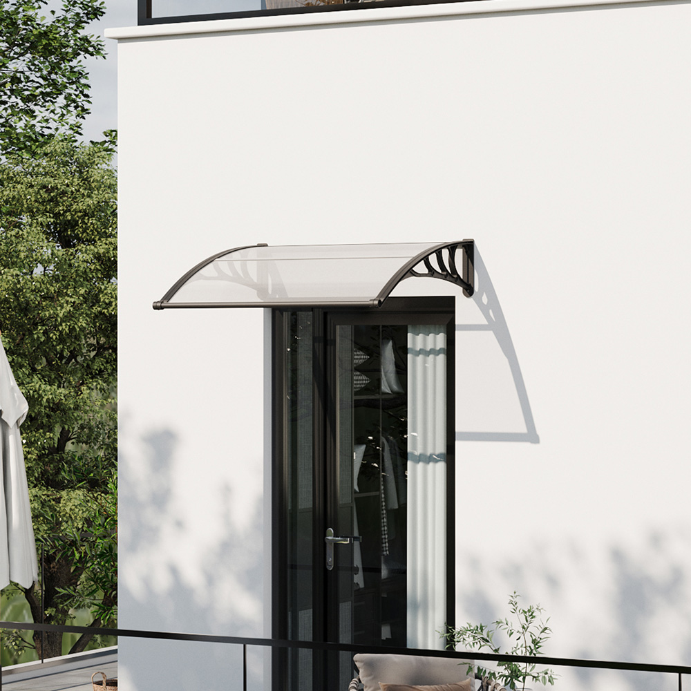 Living and Home Black Door and Window Outdoor Awning with Water Channel 1.2 x 1m Image 8