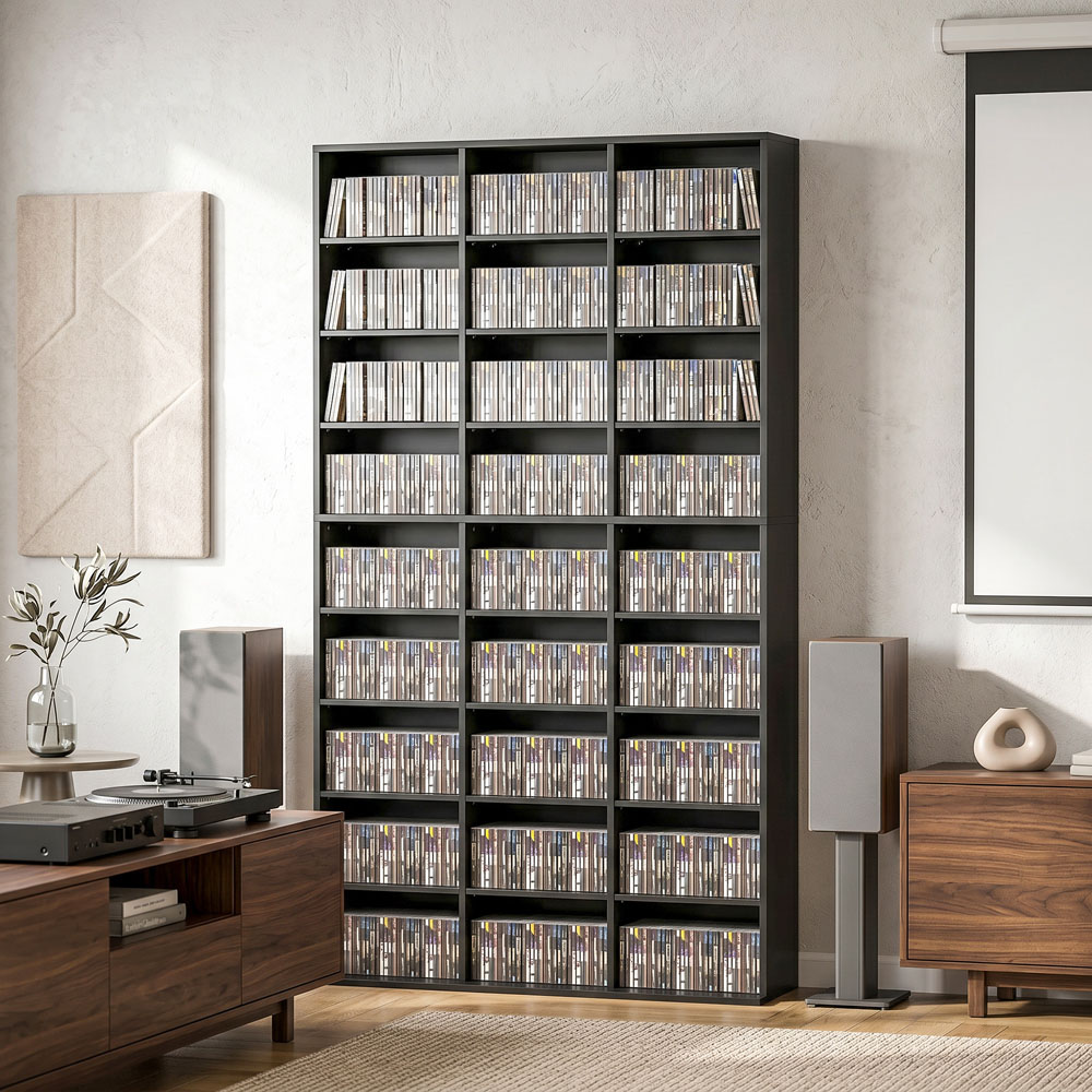 HOMCOM 27 Shelf Black DVD Storage Unit Image 2
