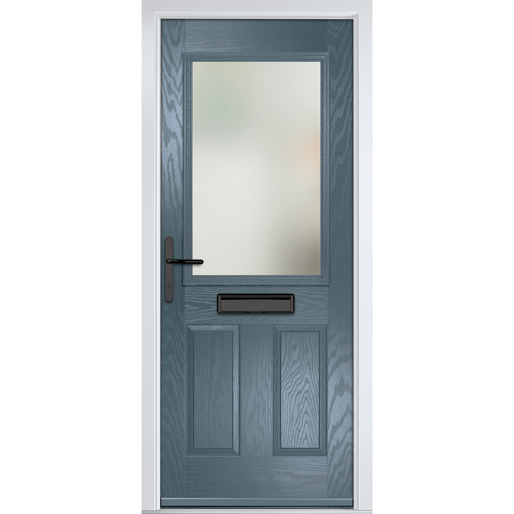 Crystal-Direct Lytham Slate Grey GRP Clear Glass Right Hand Open Front Door 2090 x 890mm Image 1