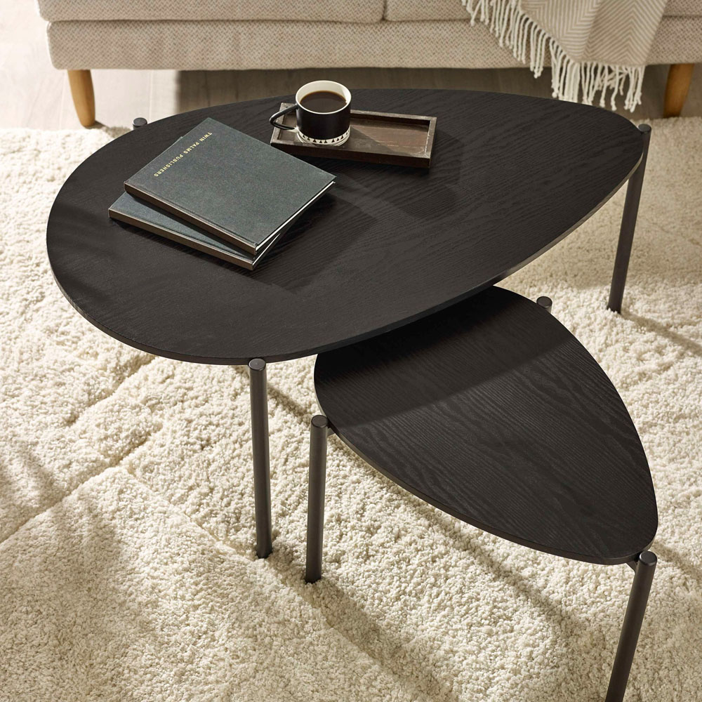 Julian Bowen Lorette Black Ash Effect Teardrop Nest of Tables Set of 2 Image 8