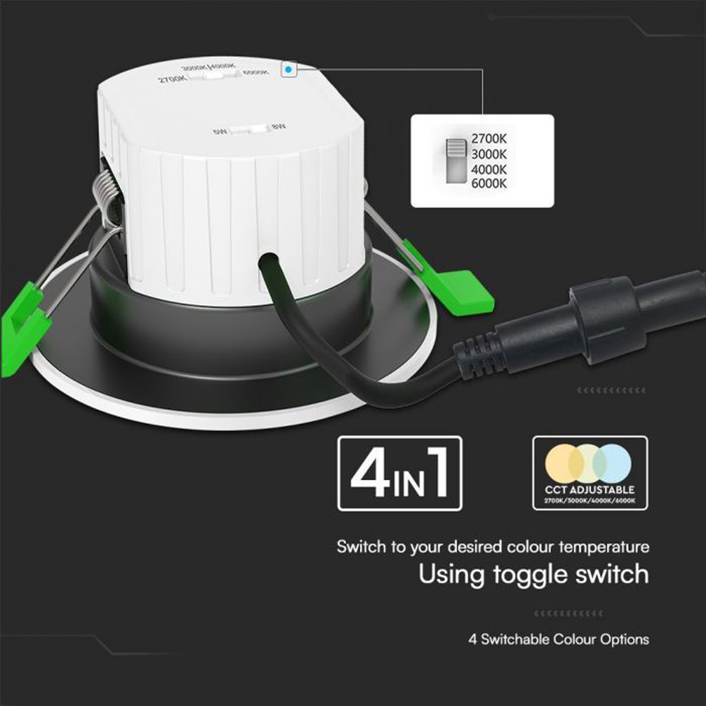 V-TAC 6 Pack 5W and 8W 4 in 1 White Bezel LED Downlight Image 9