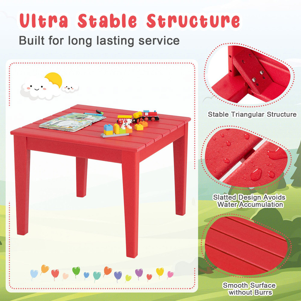 Costway Square Kids Table Red Image 5