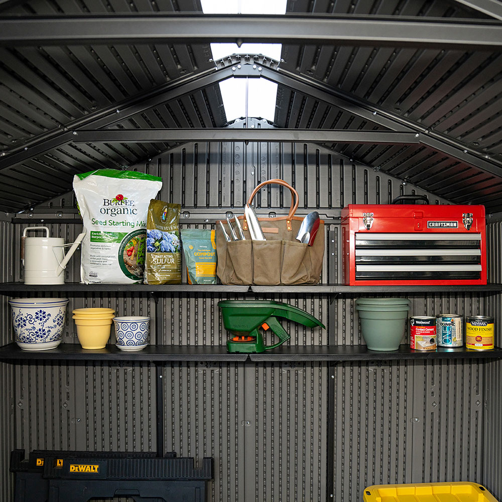 Lifetime Products 19 x 7ft Grey Side Entry Apex Garden Storage Shed Image 7