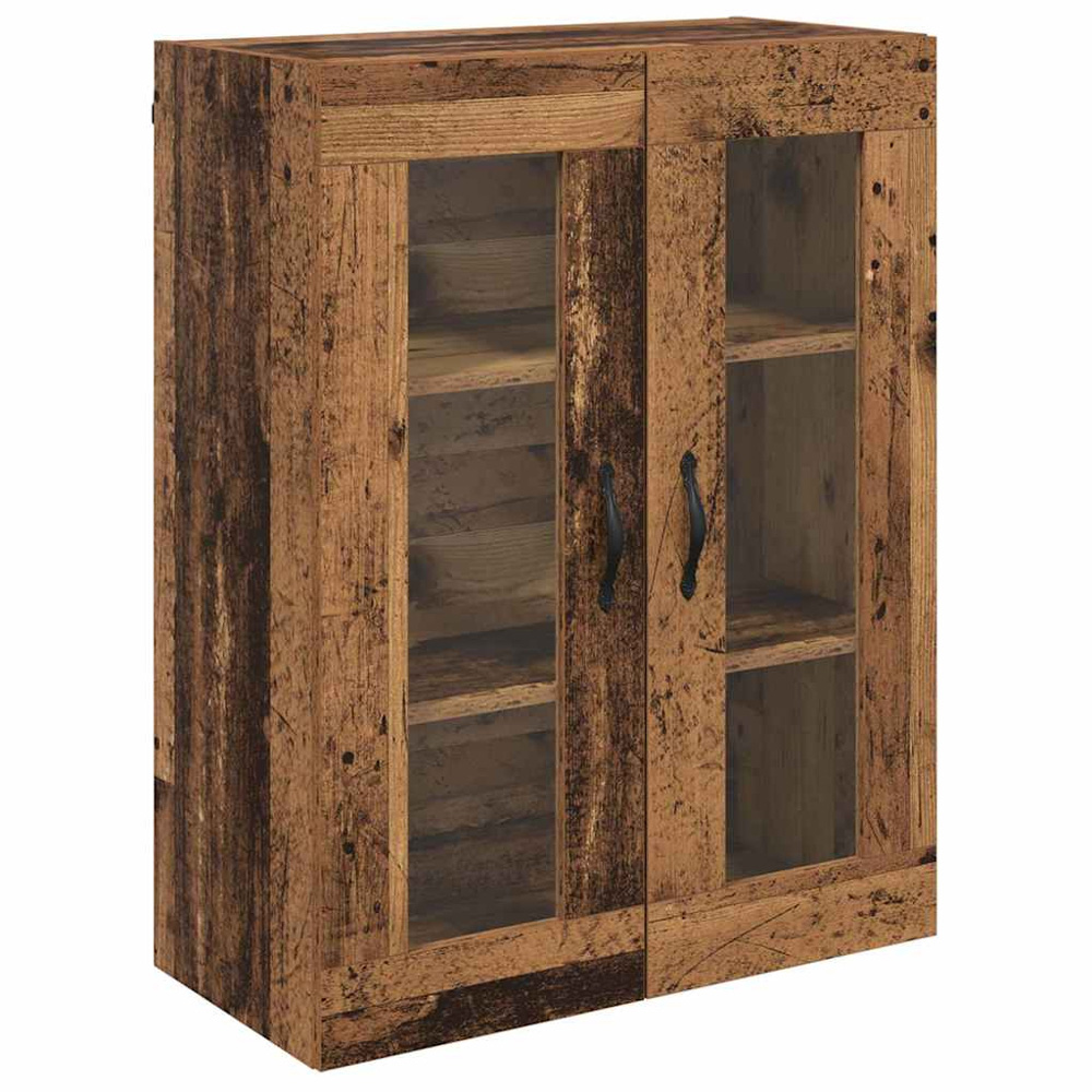vidaXL 2 Glass Door 3 Drawer Old Wood Sideboard Image 7