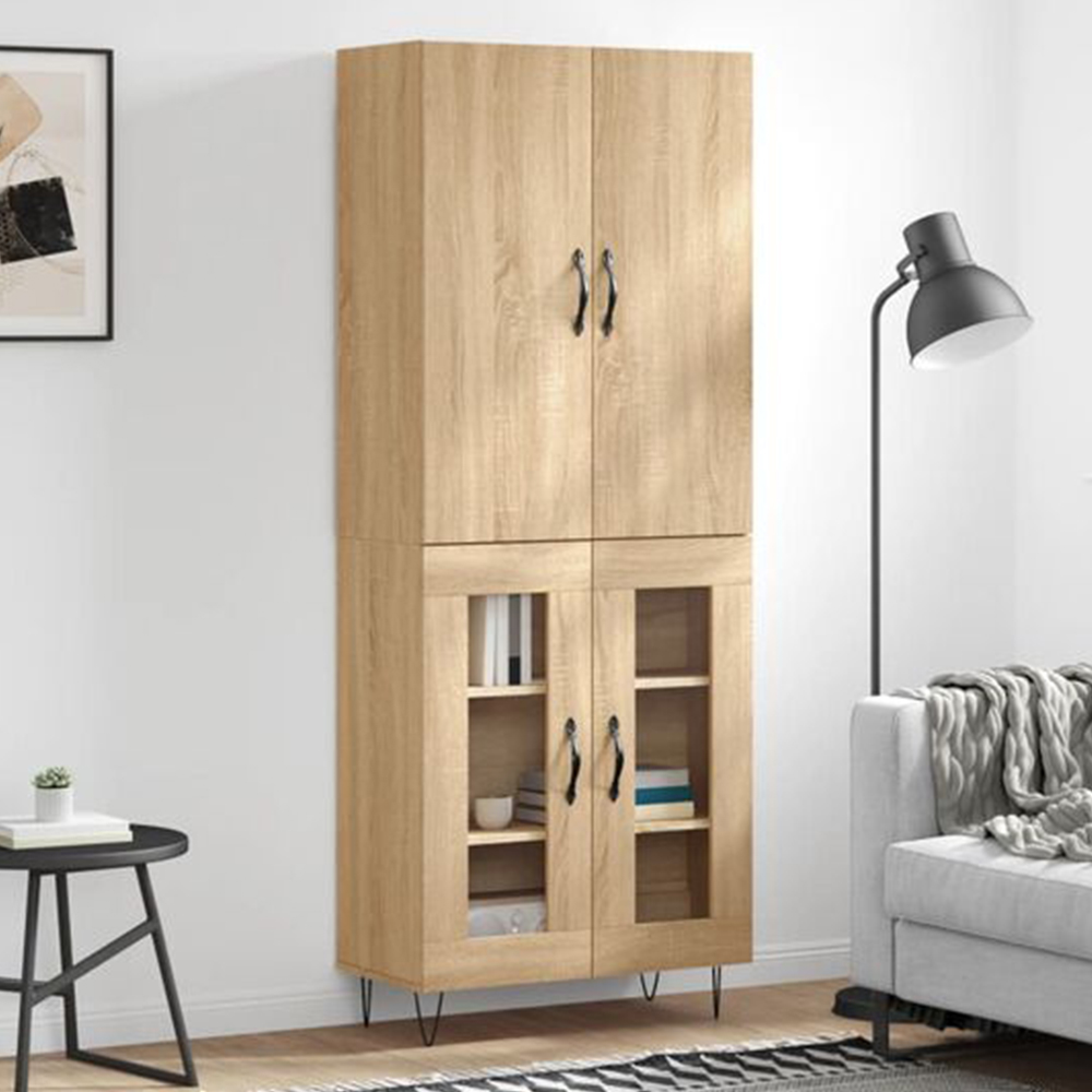 vidaXL 4 Door Sonoma Oak Highboard Image 1