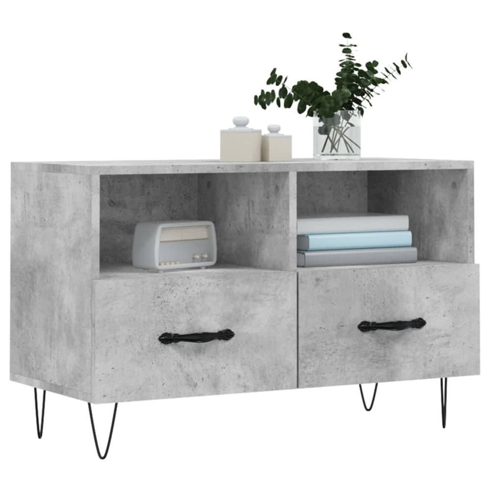 vidaXL 2 Drawer 2 Shelf Concrete Grey TV Cabinet Image 3