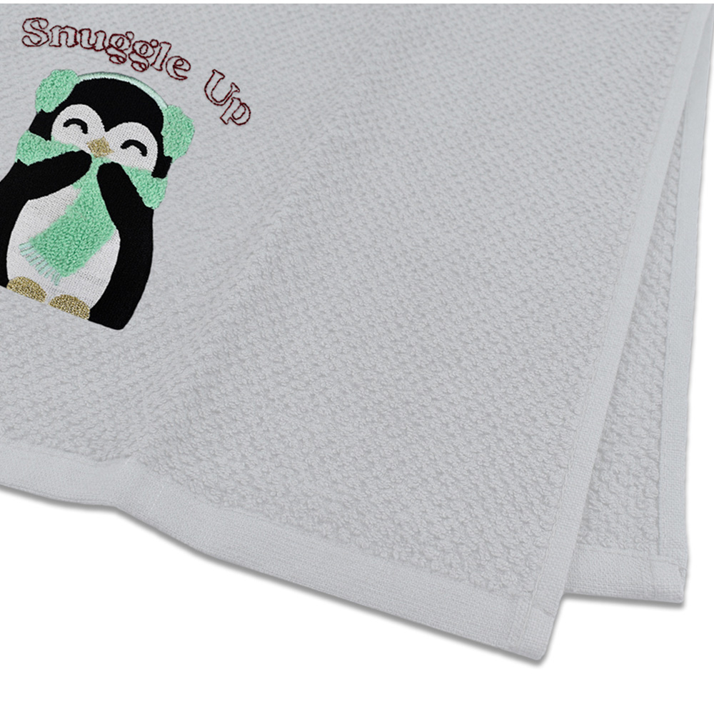 Noel Square Penguins Snuggle White Tea Towel 3 Pack Image 5
