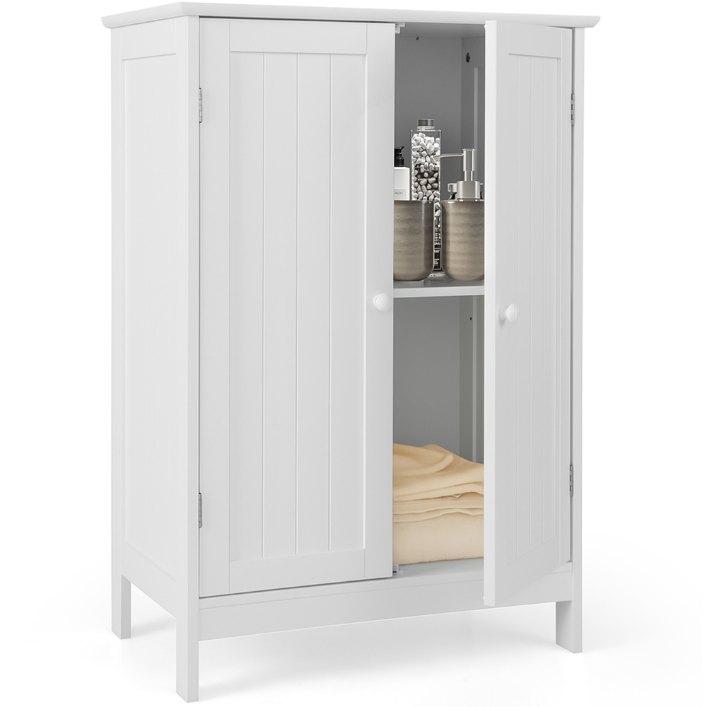 Costway 2 Door White Bathroom Floor Cabinet Image 2