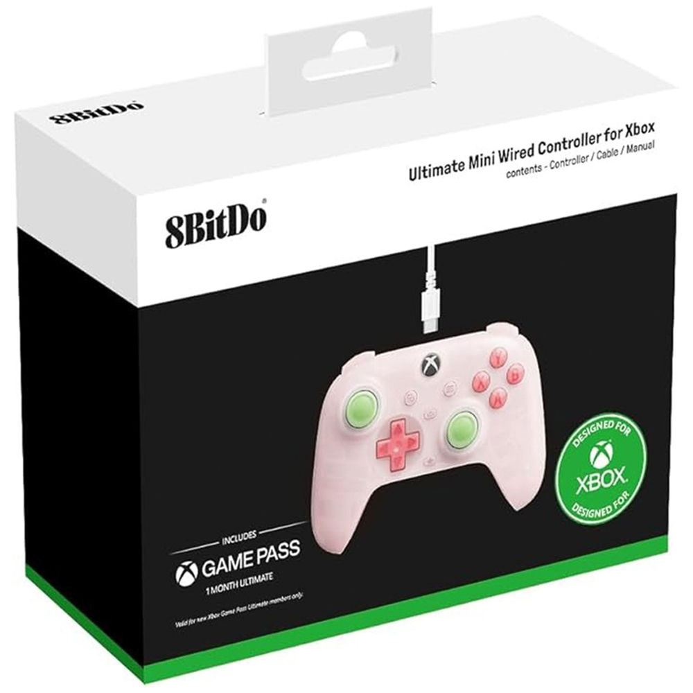 8BitDo Clear Pink Ultimate Mini Wired Xbox Controller Image 2