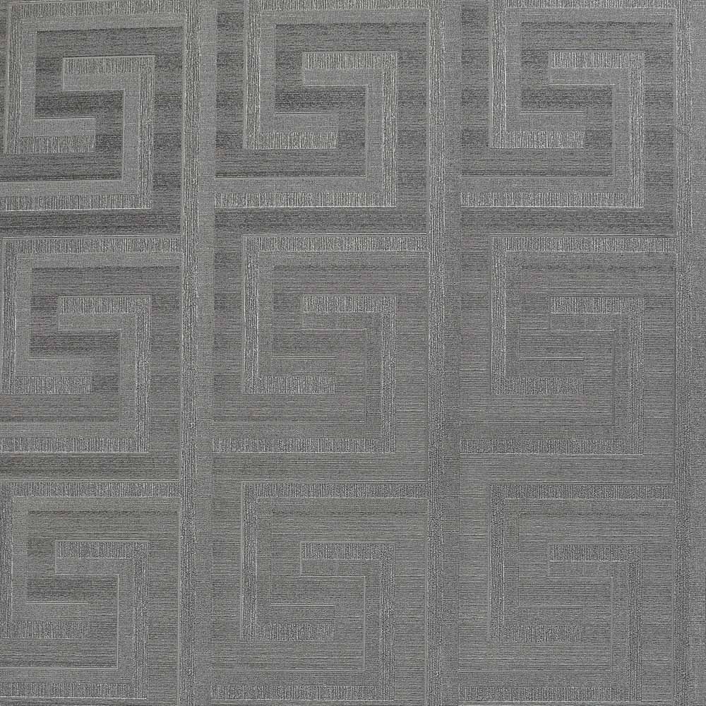 Arthouse Greek Key Foil Gunmetal Wallpaper Image 1