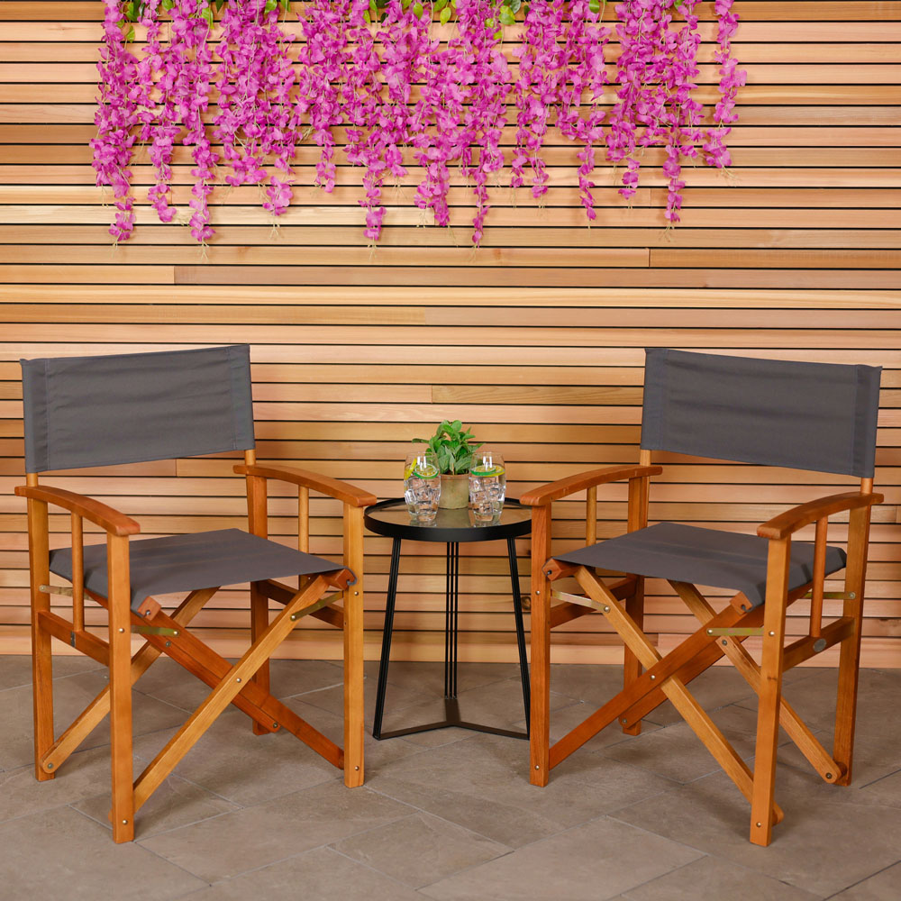 Charles Bentley Set of 2 Grey Directors Chair Image 1