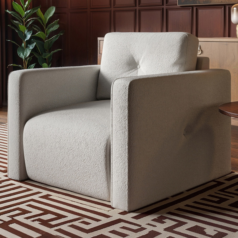 Solace+Co Wilfie Beige Chenille Armchair Image 1