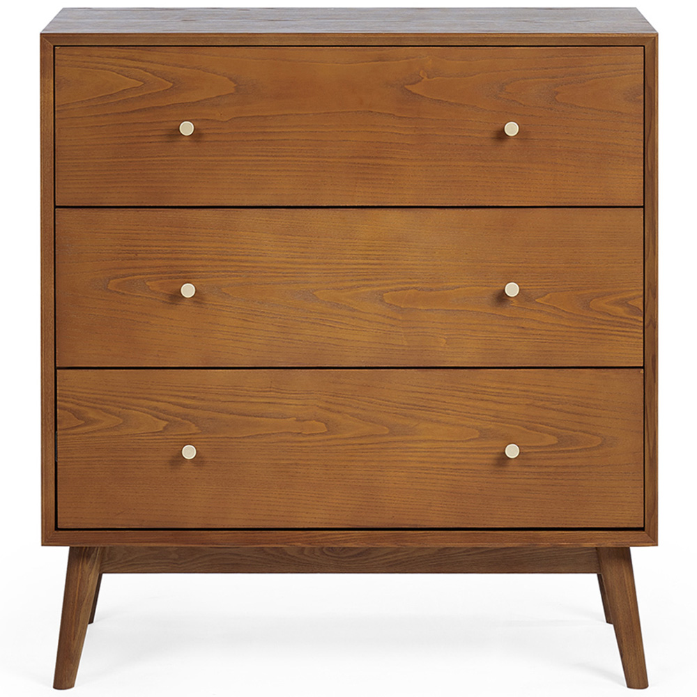 Julian Bowen Lowry 3 Drawer Cherry Ash Wood Chest of Drawers Image 3