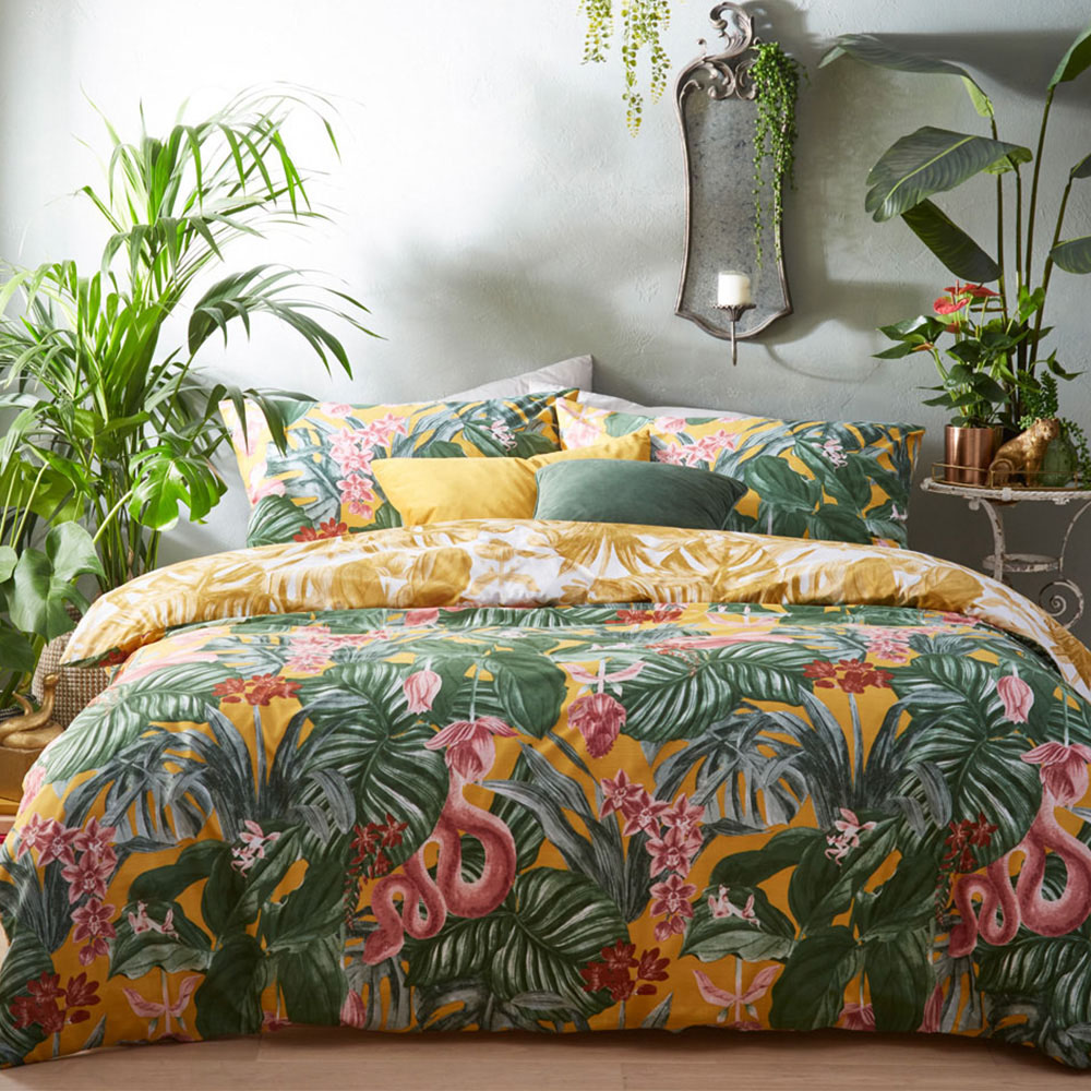 furn. Medinilla Single Mustard Tropical Duvet Cover Set Image 1
