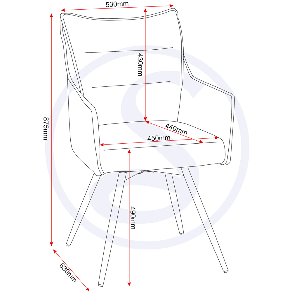 Seconique Lewis Set of 2 Grey Fabric Carver Swivel Dining Chair Image 9