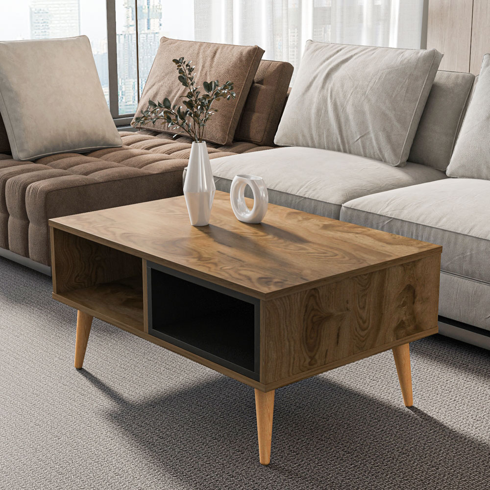 Decorotika Oberon 2 Shelf Oud and Black Coffee Table Image 7