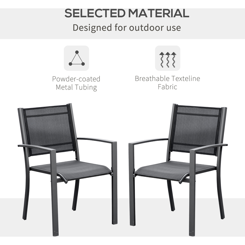 Outsunny Set Of 2 Dark Grey and Black Texteline Garden Chairs Image 5