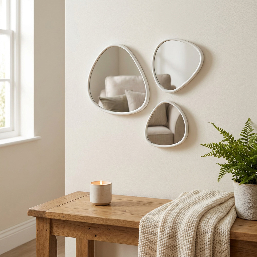 Set of 3 Stone Organic Shape Mirrors Image 9
