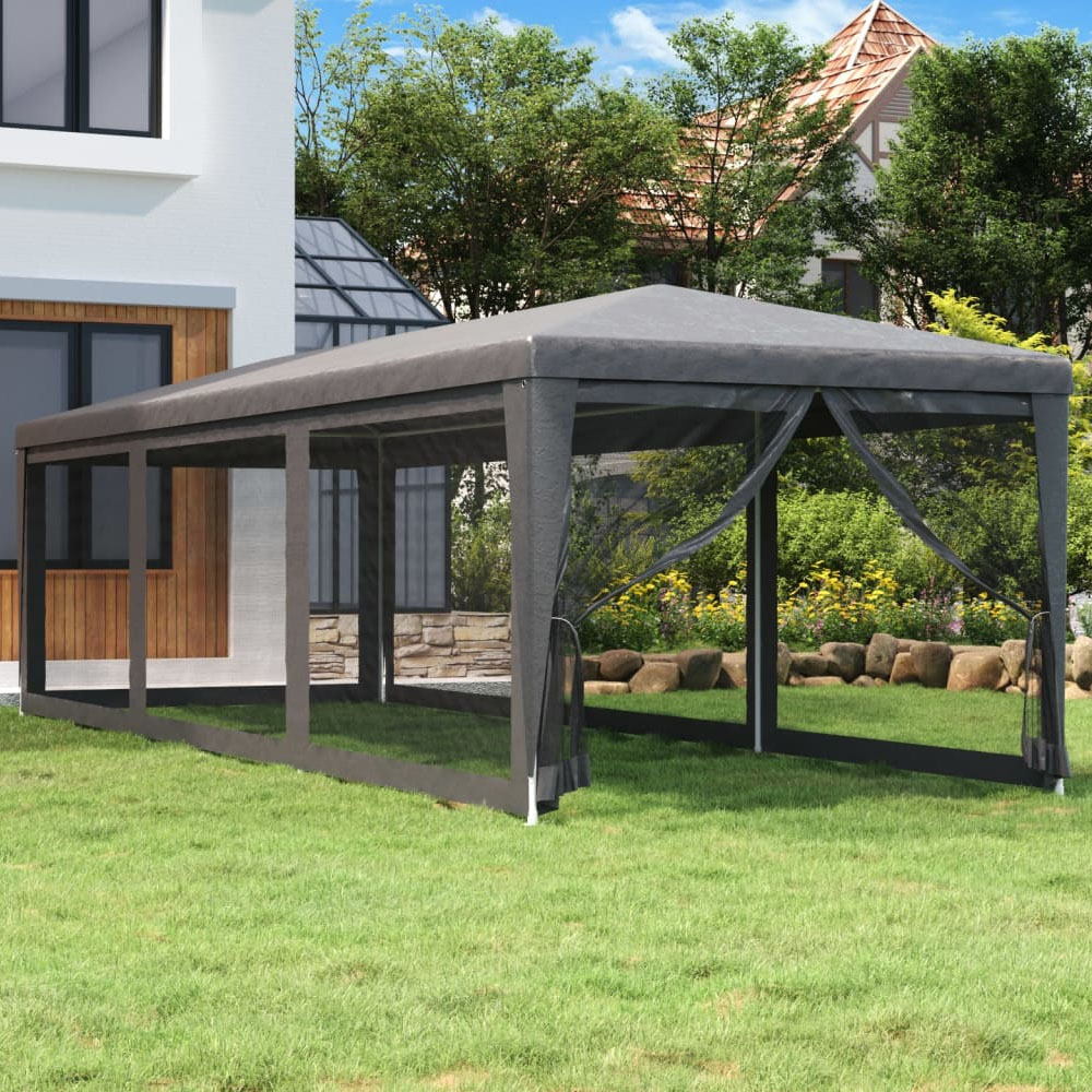 vidaXL 3 x 9m Anthracite Foldable Party Tent with 8 Mesh Sidewalls Image 1