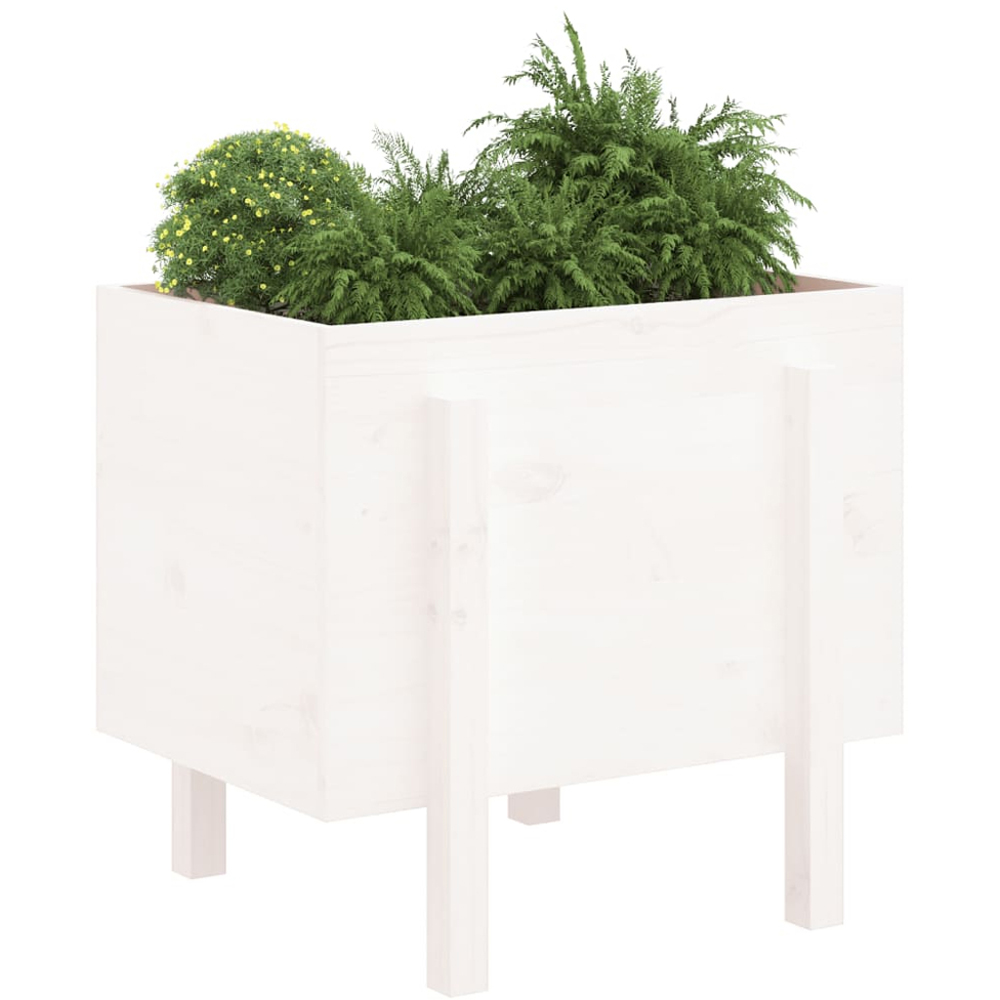 vidaXL White Solid Pine Wood Garden Planter 57 x 62 x 50cm Image 2
