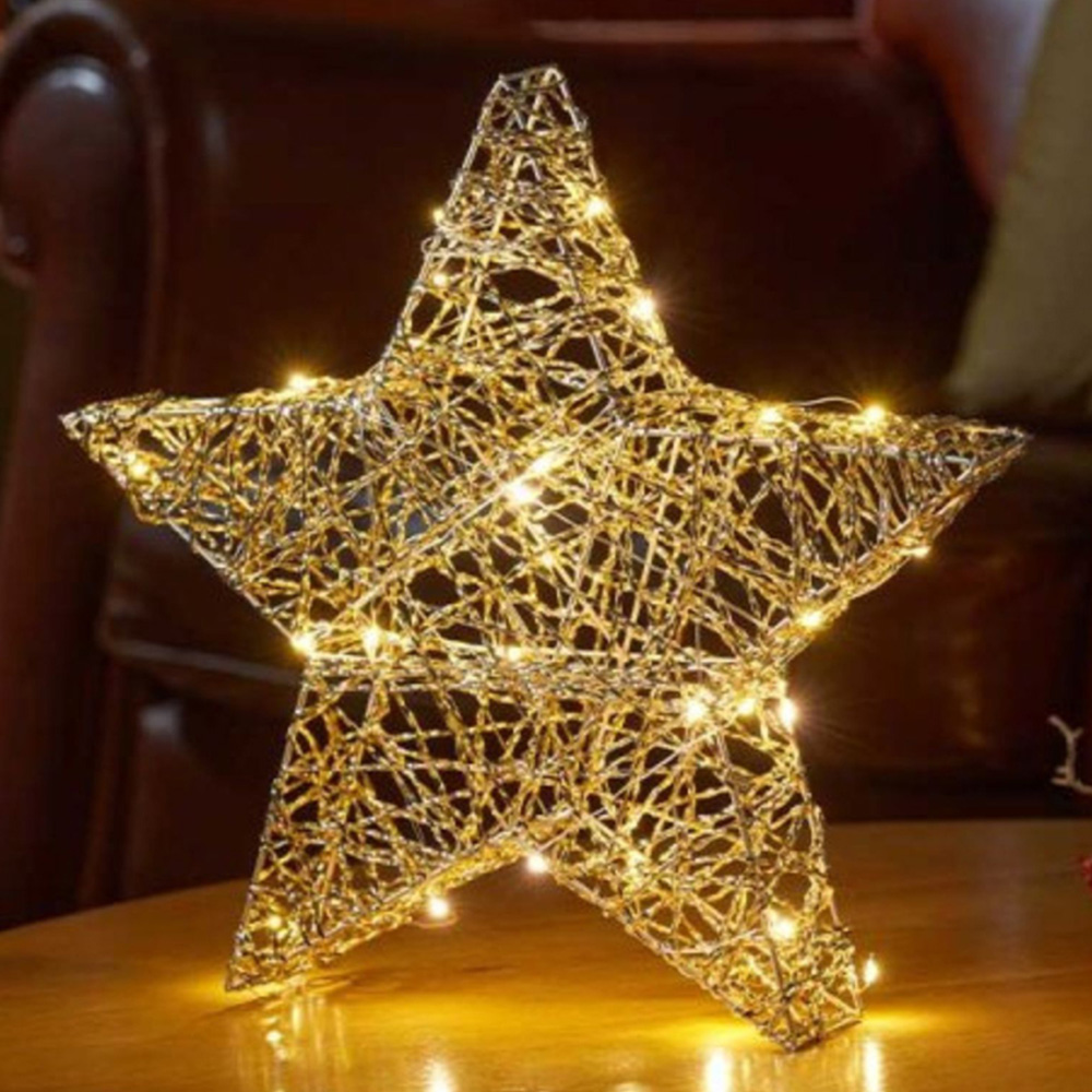 Samuel Alexander 15 Warm White Micro LED Gold Weave Wonder Starlet Christmas Decoration 20cm Image 1