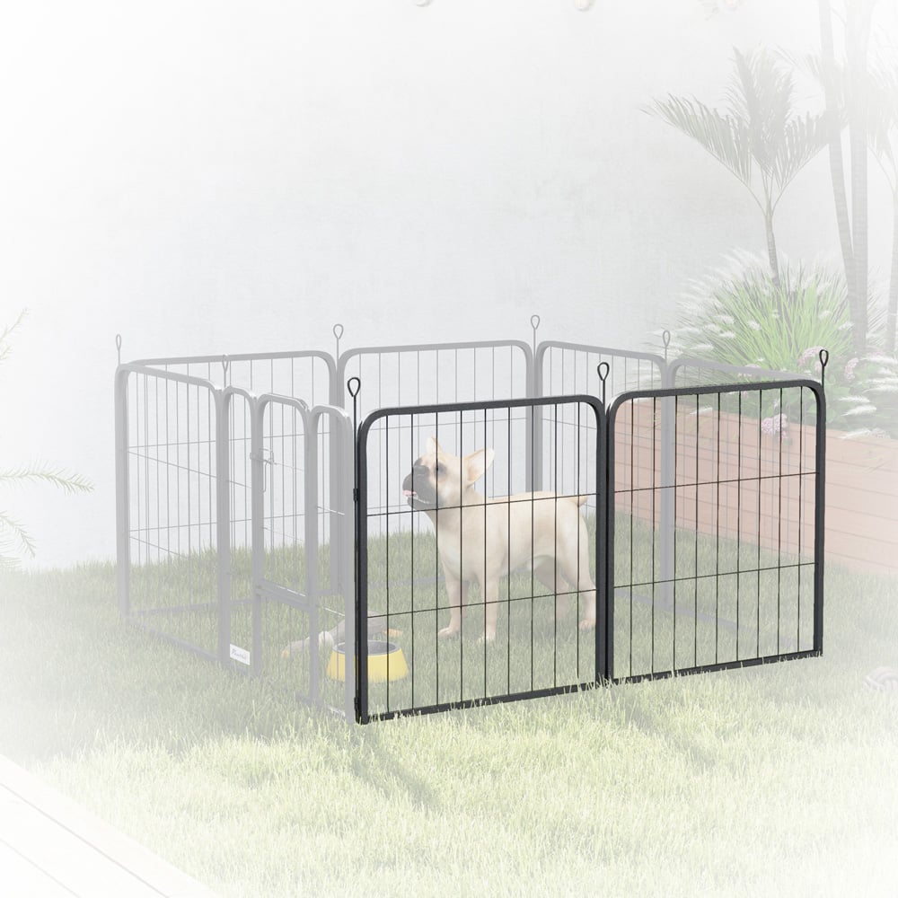 PawHut 2 Piece Black Small Dog Pen Extension Image 7