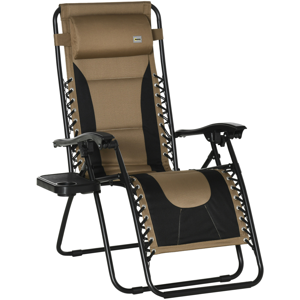 Outsunny Coffee and Black Zero Gravity Folding Recliner Chair Image 2