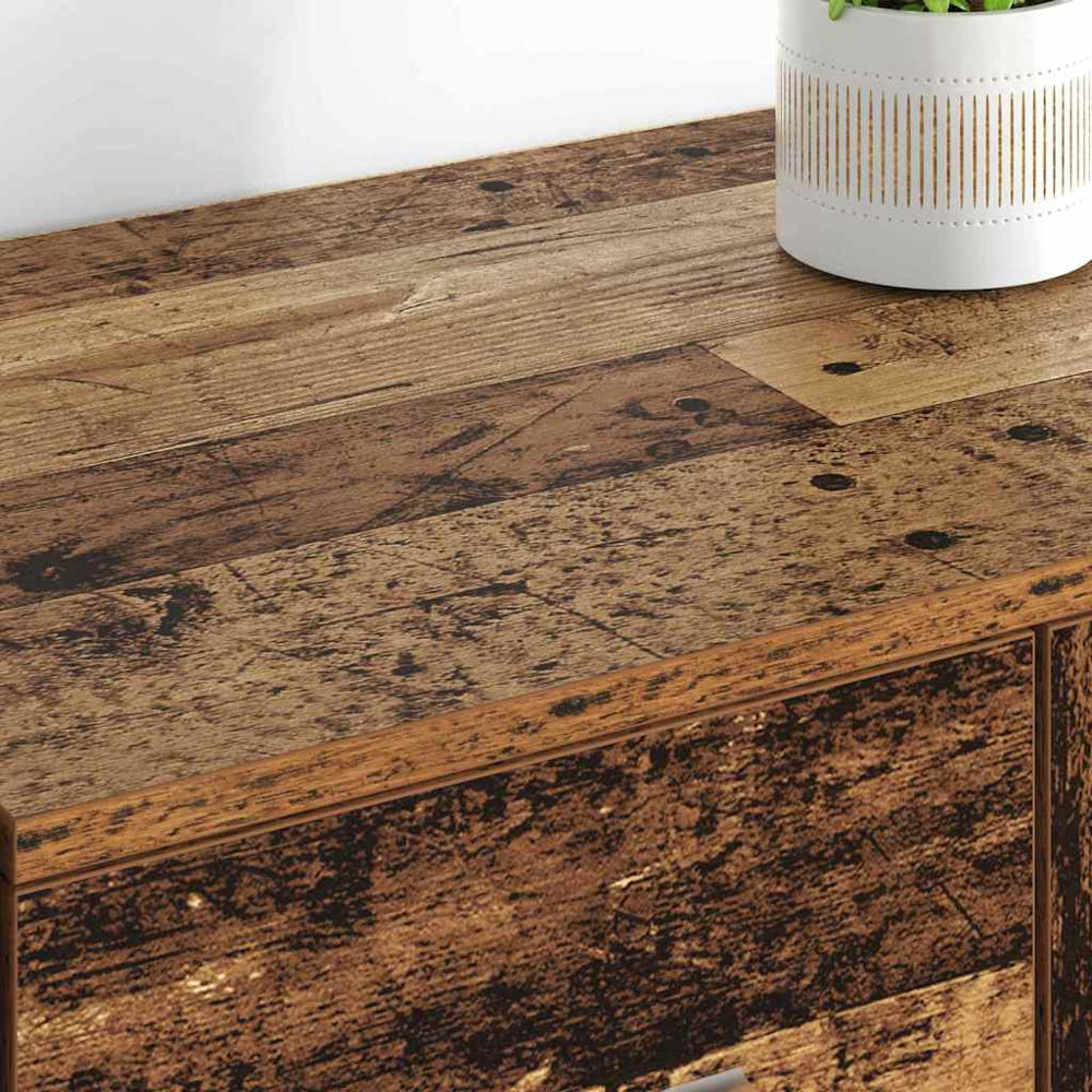 vidaXL Single Door 4 Drawer Old Wood Sideboard Set of 2 Image 4
