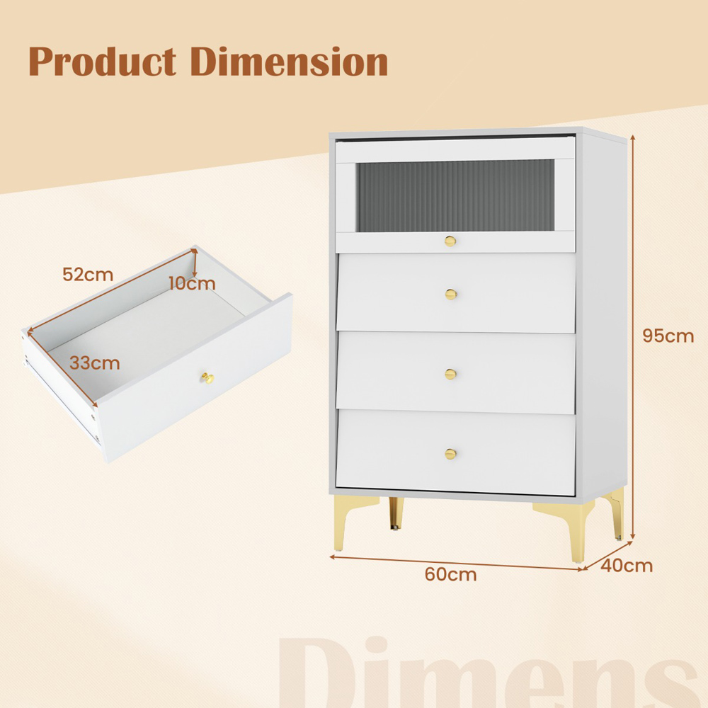 Costway 3 Drawer Single Door 3/4 Drawer Dresser Cabinet Image 9