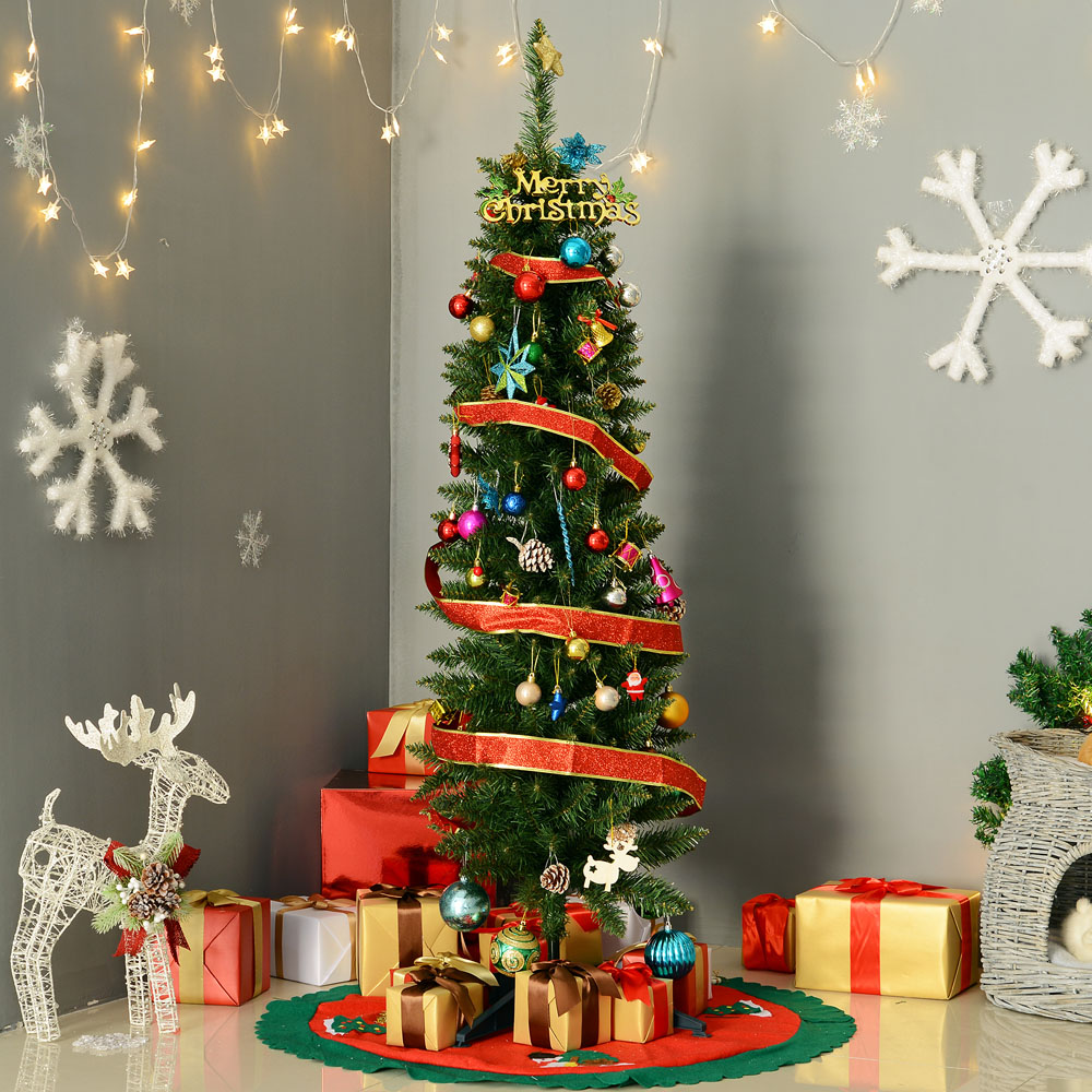 Everglow Green Artificial Christmas Pine Tree with Plastic Stand 4.9ft Image 2