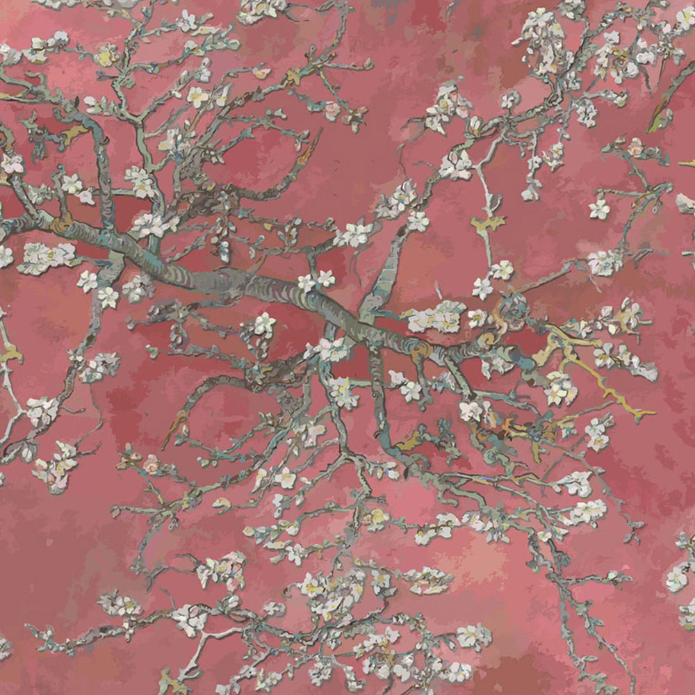 Bobbi Beck Eco Luxury Van Gogh Almond Blossom Red Wallpaper Image