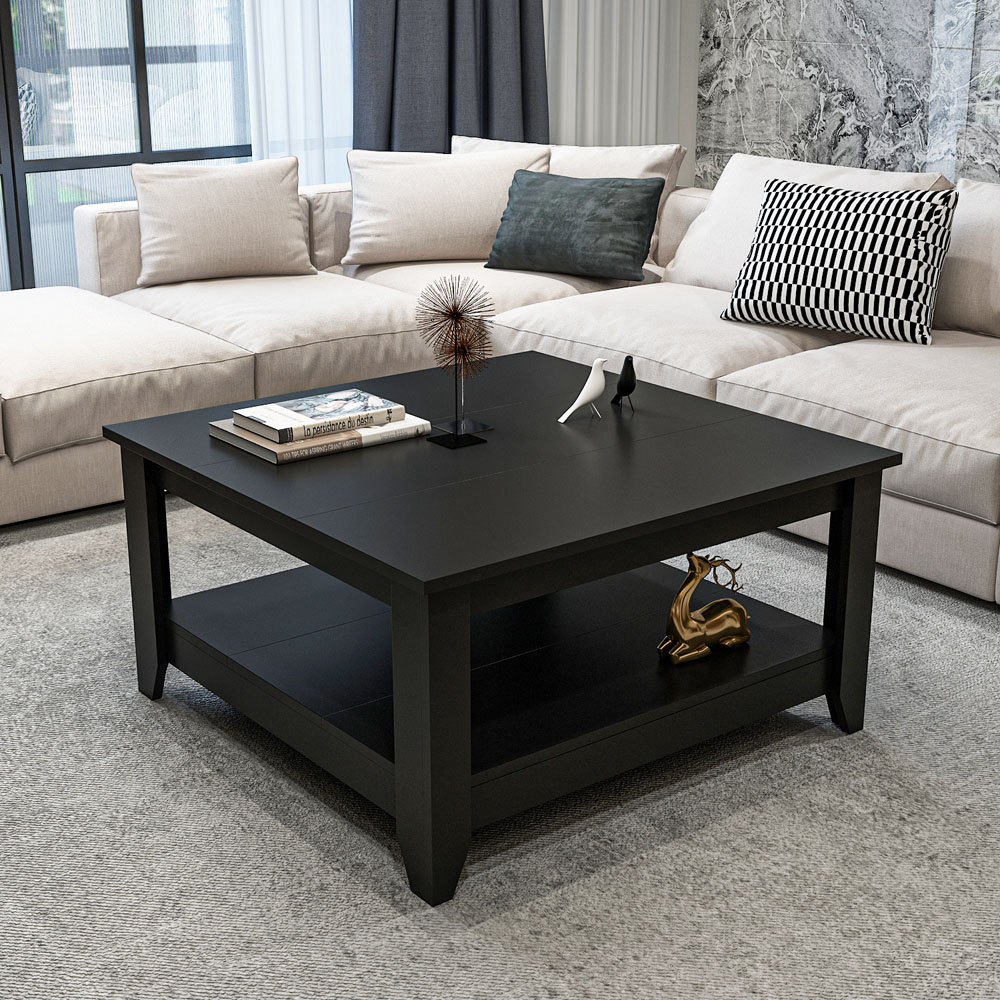 Decorotika Lea Single Shelf Black Coffee Table Image 4
